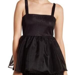 English Factory Dressy Black Tank Top Sz Small NWT Sparkle Ruffled Tulle Bottom
